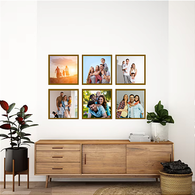 Kit 6 Porta Retratos de Parede Quadrados