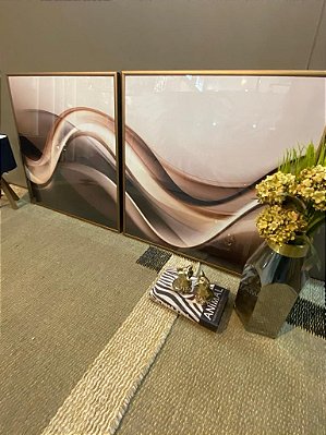 QUADROS ABSTRATOS ONDAS KIT COM 2 QUADROS 60x60 cm CADA