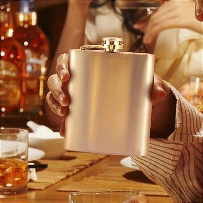 Cantil de Bolso Porta Bebida Whisky aço inox 210ml