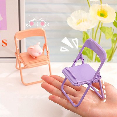 Mini Cadeira Suporte para Celular Cadeirinha Dobrável