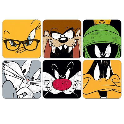 Porta Copos Looney Tunes - set com 6