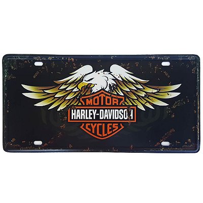Placa de Metal Decorativa Harley Davidson Águia - 30,5 x 15,5 cm