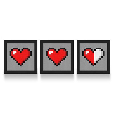Set de Quadros Coração Pixel 8 bits