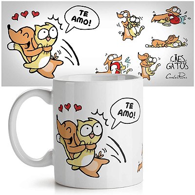 Caneca USQ Cães e Gatos Te amo 2