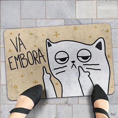 Capacho Eco Slim 3mm Gatinho Ranzinza Vá Embora