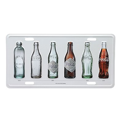 Placa de Metal Decorativa Coca-Cola Bottle Evolution