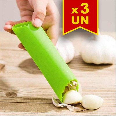 Kit 3 Tubos Rolo Descascador de alho estilo japonês em silicone