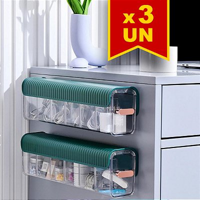 Kit 3 Organizadores Gaveta Multiuso 6 Divisórias Meias Joias Cabos