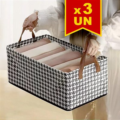 Kit 3 Caixas Organizadoras de roupas Dobrável Otimiza Armários