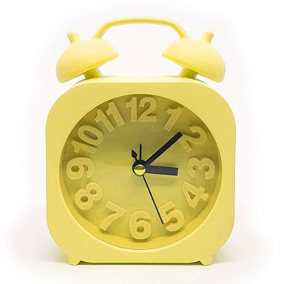 Relógio de mesa Retrô Moderno quadrado - amarelo