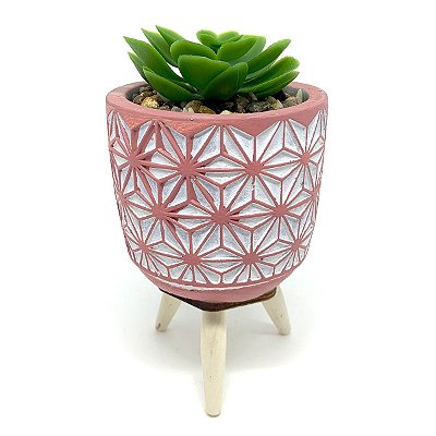 Vasinho Decorativo planta suculenta artificial - rosa