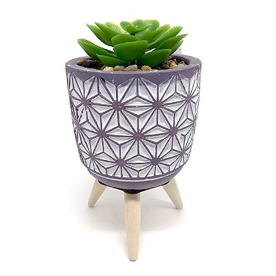 Vasinho Decorativo planta suculenta artificial - cinza