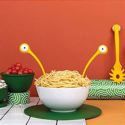 Jogo Colher de Cozinha e Pegador de Macarrão Pasta Monsters