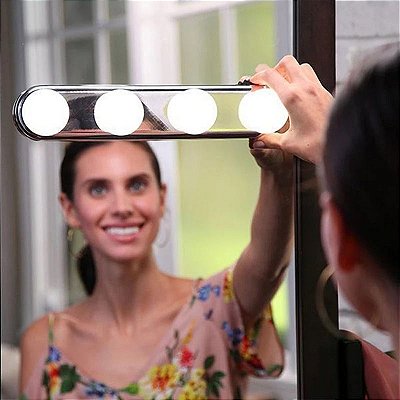 Luz LED sem fio para Espelho Estilo Camarim 4 lâmpadas