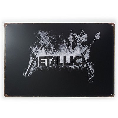 Placa de Metal Metallica Logo - 30 x 20 cm
