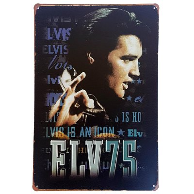 Placa de Metal Decorativa Elvis Presley is an Icon - 30 x 20 cm