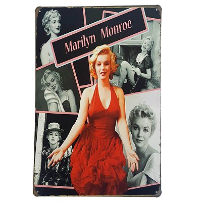 Placa de Metal Decorativa Marilyn Monroe - 30 x 20 cm