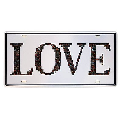 Placa de Metal Decorativa Love - 30,5 x 15,5 cm
