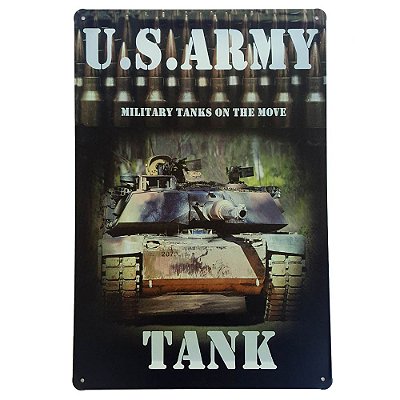 Placa de Metal Decorativa US Army Tank - 30 x 20 cm