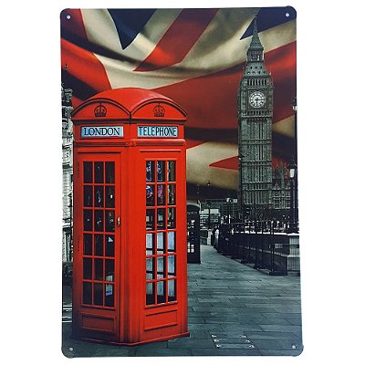 Placa de Metal Decorativa London - 30 x 20 cm