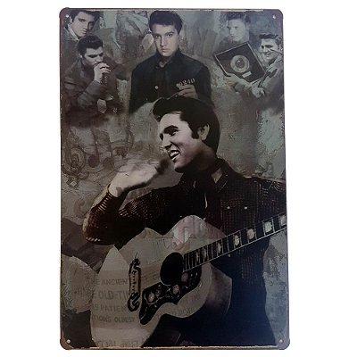 Placa de Metal Decorativa Elvis Presley Moments - 30 x 20 cm