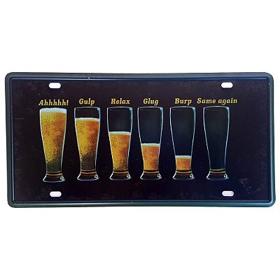 Placa de Metal Decorativa Cerveja - 30,5 x 15,5 cm