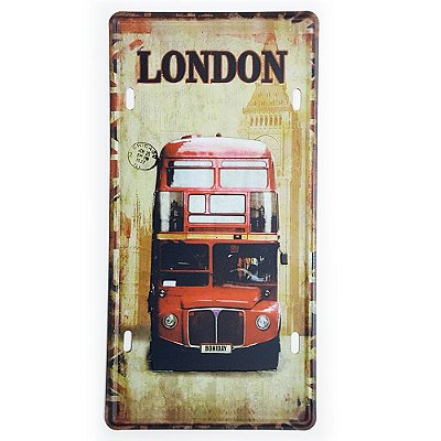 Placa de Metal Decorativa London Bus