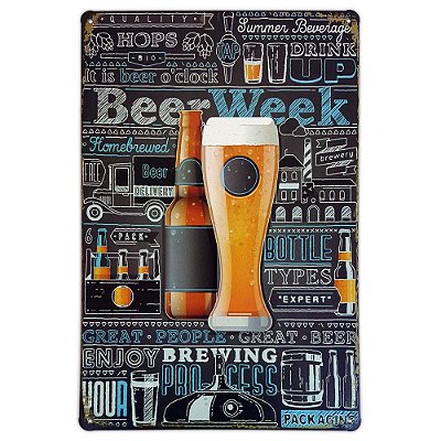 Placa de metal decorativa Retrô Beer Week