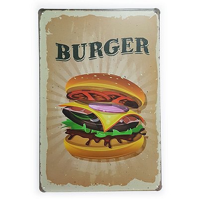 Placa de Metal Burger - 30 x 20 cm