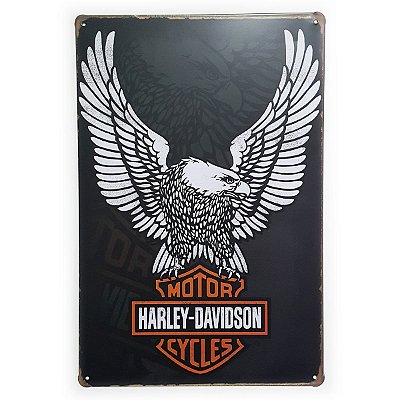 Placa de Metal Harley-Davidson Águia - 30 x 20 cm