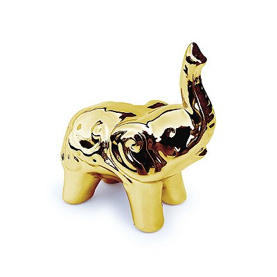 Enfeite de porcelana Elefante - dourado