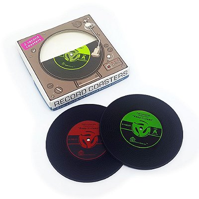 Porta Copos Disco de Vinil Record Coasters em silicone - 2 peças