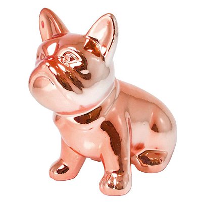 Enfeite de porcelana Bulldog 6 cm - cor cobre