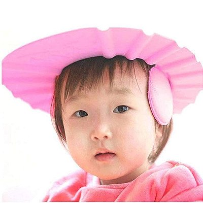 Chapéu de banho para bebês Protege olhos e ouvidos - rosa