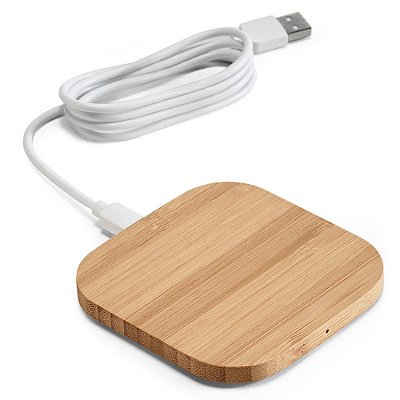 Carregador wireless em bambu personalizado