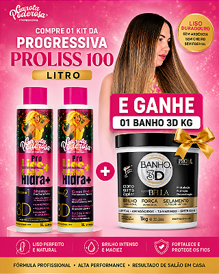 Compre 01 Kit de Progressiva Sem Formol Litro e Leve Grátis 01 Banho 3D Kg