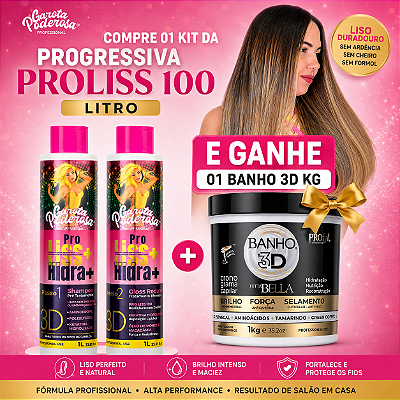 Compre 01 Kit de Progressiva Sem Formol Litro e Leve Grátis 01 Banho 3D Kg