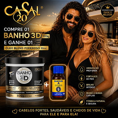 🔥Banho 3D 500g + Óleo Blend 30ml Grátis | Tratamento Completo Já