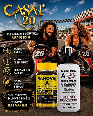 Compre 01 Vitamina de Cabelo 60 Caps e Leve Grátis 01 Tônico Poderoso 240 ml