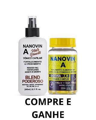 Projeto Rapunzel - Tônico Blend Poderoso 240ml e Vitamina para Cabelos e Unhas 60 cápsulas Nanovin A