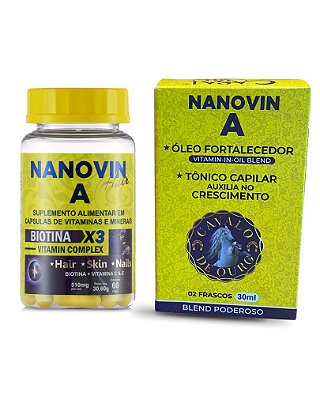 Vitamina para Cabelo Nanovin A 60 unid + Tônico Poderoso e Óleo Fortalecedor Casal 20