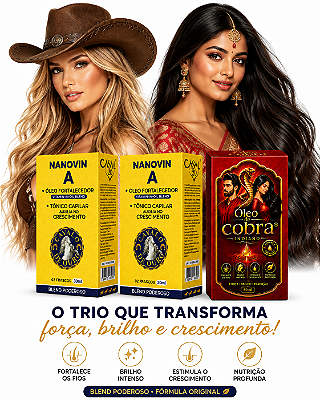 Cresce Cabelo - 02 Casal 20 + 01 Kit Óleo de Cobra Indiano