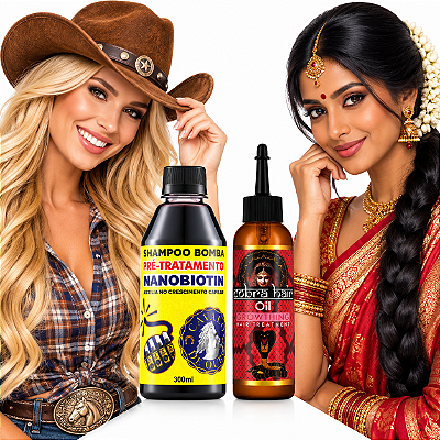 Shampoo de Crescimento 300ml + Óleo Capilar Indiano 60ml