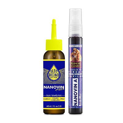 CRESCIMENTO DE CABELO - TÔNICO CAPILAR 30 ML - ÓLEO DE RÍCINO 60 ML