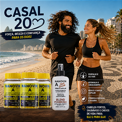 Cabelo Cresce de Verdade: Combo Nanovin A (60 Caps + 240ml Tônico)