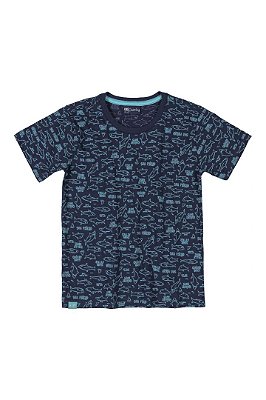 Camiseta Manga Curta Tubarão Azul