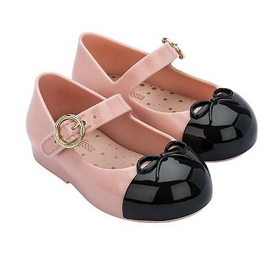 Sandália Mini Melissa Sweet Love Cap Toe BB Rosa Glitter