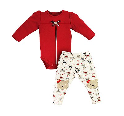 Conjunto Pagão Grow Up Ursinha Chicago Vermelho