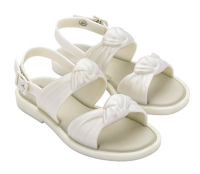 Sandália Mini Melissa Velvet Sandal Infantil Branco Metalizado