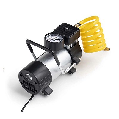 COMPRESSOR DE AR METALICO 12V VAZAO 25L/MIN 150PSI C/ BICOS